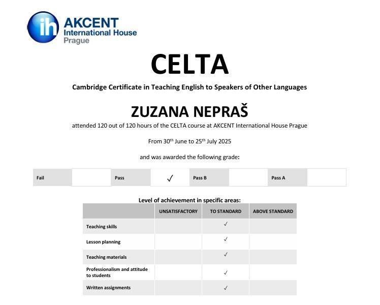 Celta certifikát
